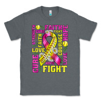 Charcoal Heather breast cancer softball ribbon love cure fight bbs Classic Tee - BundleAndBundleShop