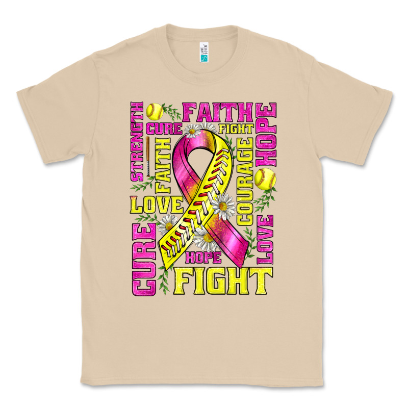 Breast Cancer Softball Ribbon Love Cure Fight Bbs Classic Tee by BundleAndBundleShop | Teevron
