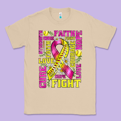 Breast Cancer Softball Ribbon Love Cure Fight Bbs Classic Tee Designed By Bundleandbundleshop