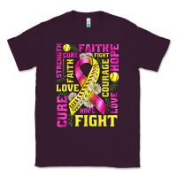 Plum breast cancer softball ribbon love cure fight bbs Classic Tee - BundleAndBundleShop