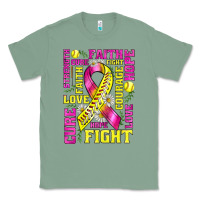 Sage breast cancer softball ribbon love cure fight bbs Classic Tee - BundleAndBundleShop