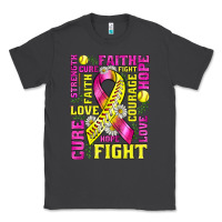 Smoke breast cancer softball ribbon love cure fight bbs Classic Tee - BundleAndBundleShop