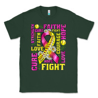 Sports Green breast cancer softball ribbon love cure fight bbs Classic Tee - BundleAndBundleShop