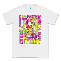White breast cancer softball ribbon love cure fight bbs Classic Tee - BundleAndBundleShop