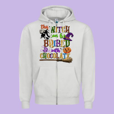 This Witch Can Be Bribed With Chocolate Zipper Hoodie Designed By Cowgirlartshop