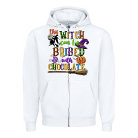 White this witch can be bribed with chocolate Zipper Hoodie - CowGirlArtShop