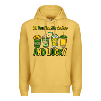Antique Gold All you need is coffee and lucky St. Patrick's Premium Hoodie - HowdyJamesFarm