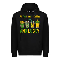 Black All you need is coffee and lucky St. Patrick's Premium Hoodie - HowdyJamesFarm