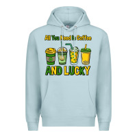 Blue Mist All you need is coffee and lucky St. Patrick's Premium Hoodie - HowdyJamesFarm