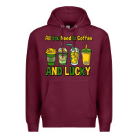 Burgundy All you need is coffee and lucky St. Patrick's Premium Hoodie - HowdyJamesFarm
