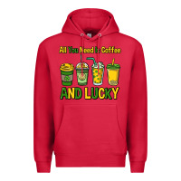 Cardinal All you need is coffee and lucky St. Patrick's Premium Hoodie - HowdyJamesFarm