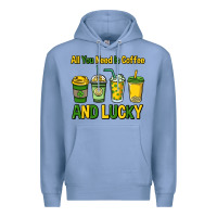 Colony Blue All you need is coffee and lucky St. Patrick's Premium Hoodie - HowdyJamesFarm