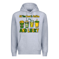 Heather Grey All you need is coffee and lucky St. Patrick's Premium Hoodie - HowdyJamesFarm