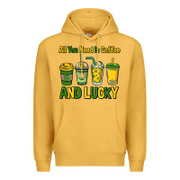 Mustard All you need is coffee and lucky St. Patrick's Premium Hoodie - HowdyJamesFarm