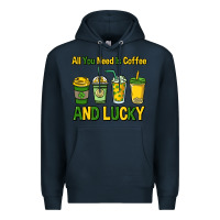 Navy All you need is coffee and lucky St. Patrick's Premium Hoodie - HowdyJamesFarm
