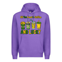 Purple All you need is coffee and lucky St. Patrick's Premium Hoodie - HowdyJamesFarm