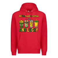 Red All you need is coffee and lucky St. Patrick's Premium Hoodie - HowdyJamesFarm