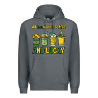 Rock All you need is coffee and lucky St. Patrick's Premium Hoodie - HowdyJamesFarm