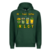Sports Green All you need is coffee and lucky St. Patrick's Premium Hoodie - HowdyJamesFarm