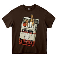 Chocolate Brown cowboy killers cigarette package Heavy Core Tee - NancyCooperArtShop