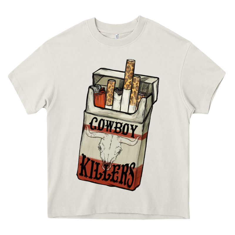 Cowboy Killers Cigarette Package Heavy Core Tee by NancyCooperArtShop | Teevron