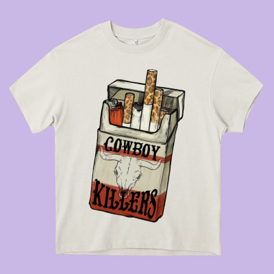 Cowboy Killers Cigarette Package Heavy Core Tee Designed By Nancycooperartshop