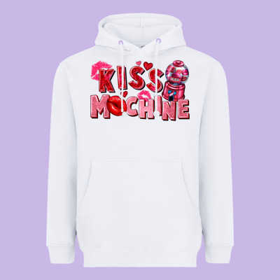 Kiss Machine Valentine's Day Heavyweight Hoodie Designed By Fadigitalartstudio