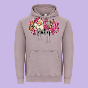 Santa Baby Pink Christmas Vintage Hoodie Designed By Maliassmallbusiness