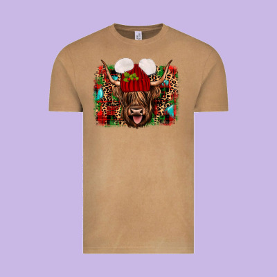 Highland Cow Christmas Vintage Tee Designed By Jahusdesignshop