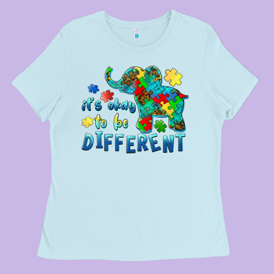 It's Okay To Be Different Elephant Autism Awareness Ladies Tee Designed By Barkaloodesign