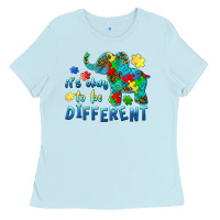 Baby Blue it's okay to be different elephant autism awareness Ladies Tee - BarkalooDesign