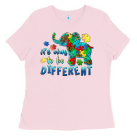 Bubblegum Pink it's okay to be different elephant autism awareness Ladies Tee - BarkalooDesign