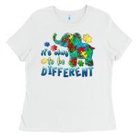 White it's okay to be different elephant autism awareness Ladies Tee - BarkalooDesign