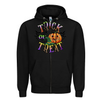 Black trick or treat Zipper Hoodie - CowGirlArtShop