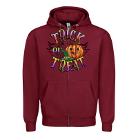 Burgundy trick or treat Zipper Hoodie - CowGirlArtShop