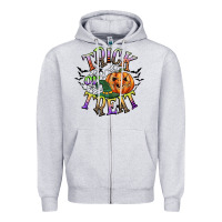 Heather Grey trick or treat Zipper Hoodie - CowGirlArtShop