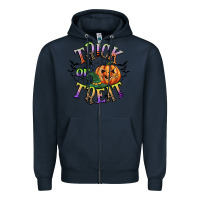 Navy trick or treat Zipper Hoodie - CowGirlArtShop