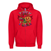 Red trick or treat Zipper Hoodie - CowGirlArtShop