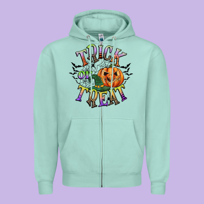 Trick Or Treat Zipper Hoodie Designed By Cowgirlartshop