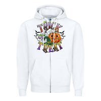 White trick or treat Zipper Hoodie - CowGirlArtShop