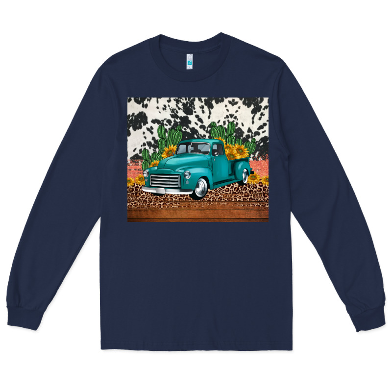 Western Farm Truck Cactus And Sunflowers Long Sleeve Tee by Jasminsmagicworld | Teevron
