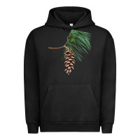 Pigment Black white pine cone Urban Hoodie - LillyAllenDesigns