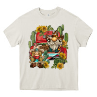 Cream western gnome truck cactus sunflower Heavy Core Tee - BarkalooDesign