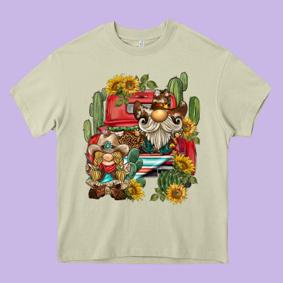 Western Gnome Truck Cactus Sunflower Heavy Core Tee Designed By Barkaloodesign
