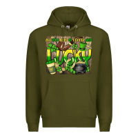 Army Green All you need is coffee and lucky St. Patrick's Premium Hoodie - HowdyJamesFarm