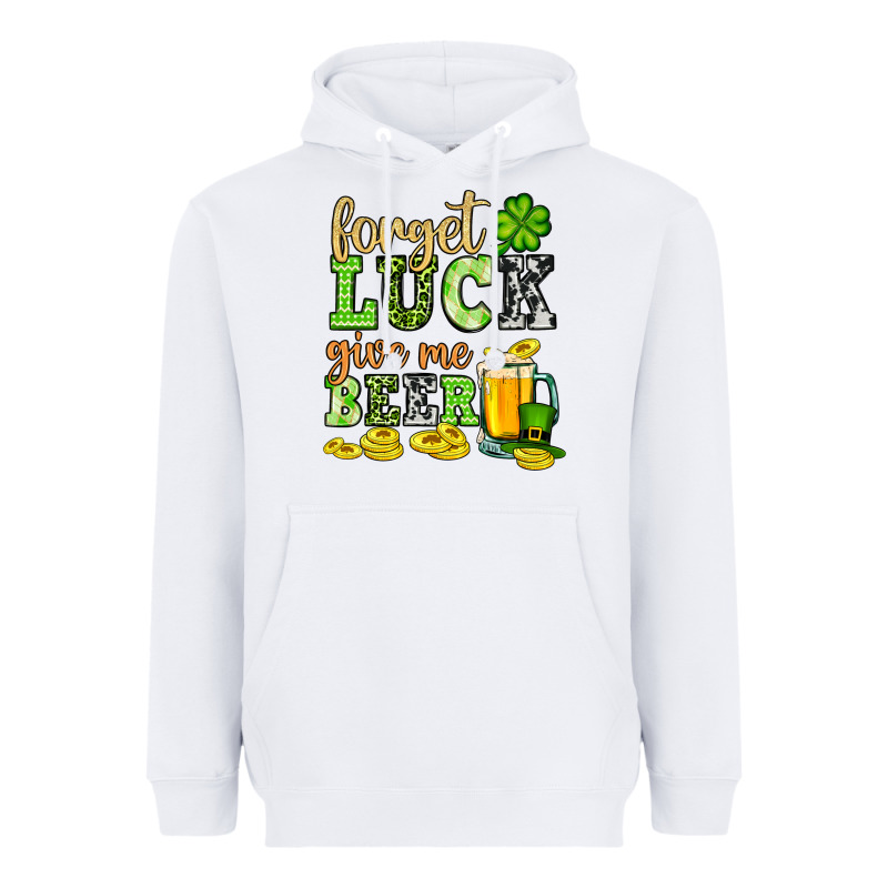 St. Patrick's Forget Luck Give Me Beer Heavyweight Hoodie by OliviaCreatesArt | Teevron