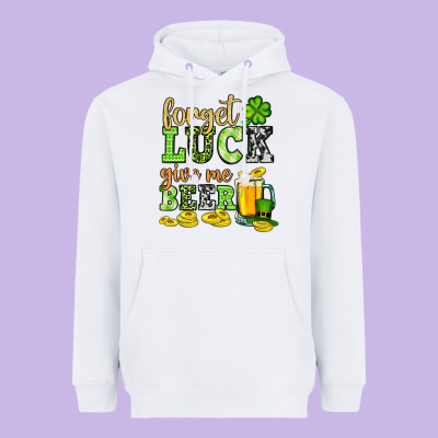 St. Patrick's Forget Luck Give Me Beer Heavyweight Hoodie Designed By Oliviacreatesart