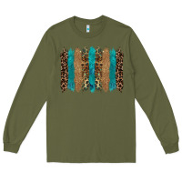 Army Green glitter turqoise leopard tooled leather background Long Sleeve Tee - RanaPortraitStore