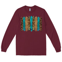 Burgundy glitter turqoise leopard tooled leather background Long Sleeve Tee - RanaPortraitStore