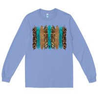Colony Blue glitter turqoise leopard tooled leather background Long Sleeve Tee - RanaPortraitStore